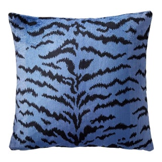 The House of Scalamandré Tigre Pillow, Blues & Black For Sale