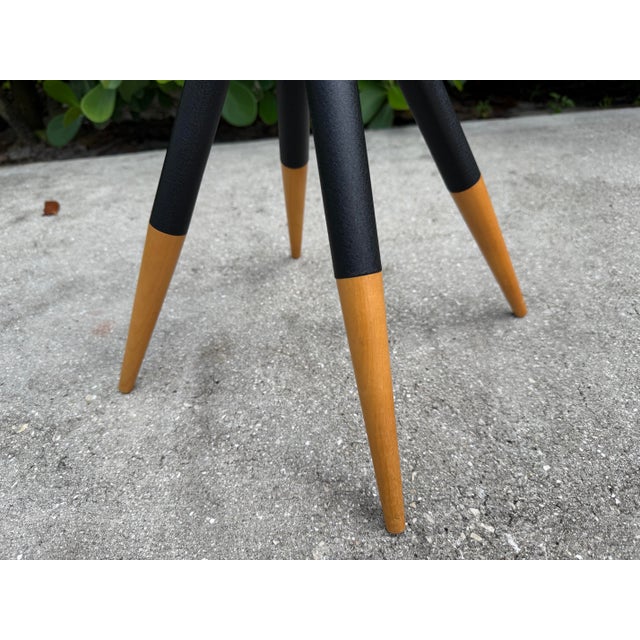 Brown Vintage Sculptural Four-Prong Drink Table in Hardwood and Black Metal For Sale - Image 8 of 12