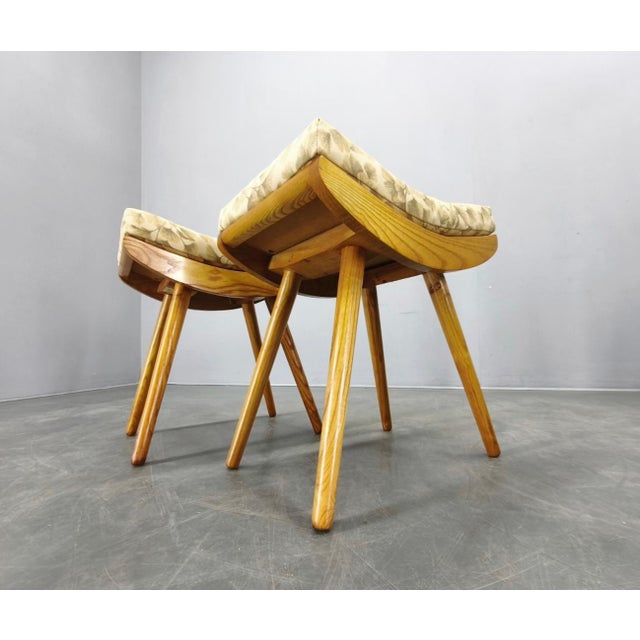 Wood Mid-Century Modern Maple Ottomans, Czechoslovakia, 1960s, Set of 2 For Sale - Image 7 of 13
