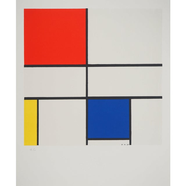 Piet Mondrian, Composition III in Red, Blue and Yellow, Signed Lithograph For Sale