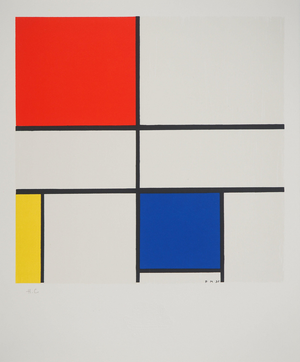 Piet Mondrian, Composition III in Red, Blue and Yellow, Signed Lithograph