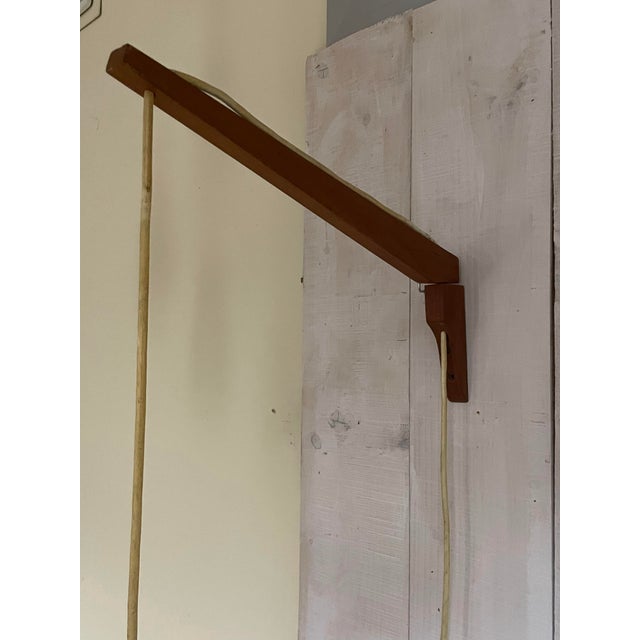 Brown Vintage Teak and Sisal Wall Lamp by Lotte Bostlund, 1960s For Sale - Image 8 of 16