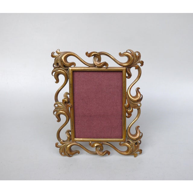 Art Nouveau Style Handmade Floral Picture Frame in Brass, Germany, 1890s For Sale - Image 4 of 18