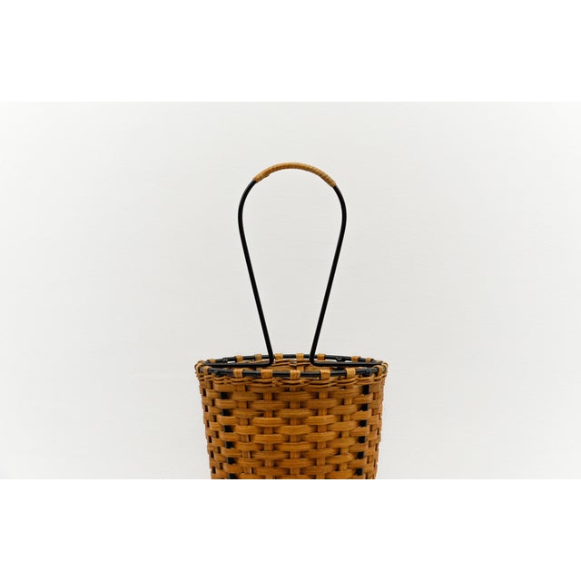 Mid-Century Modern Scandinavian Rattan and String Umbrella Stand, Sweden, 1960s For Sale - Image 3 of 9