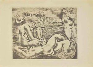 Michel Fingesten, Ex Libris Mantero, Etching, 1937