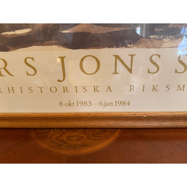 Modern Vintage 1983 Lars Jonsson Avocet Exhibition Poster, Naturhistoriska Riksmuseet Stockholm, Framed in Oak For Sale - Image 3 of 10
