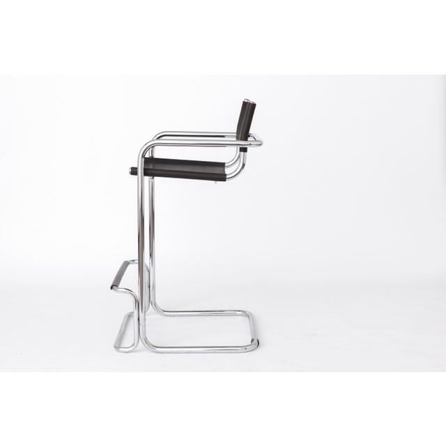 Vintage Cantilever Bar Stool with Chrome Frame and Black Faux Leather, 1990s For Sale - Image 4 of 10