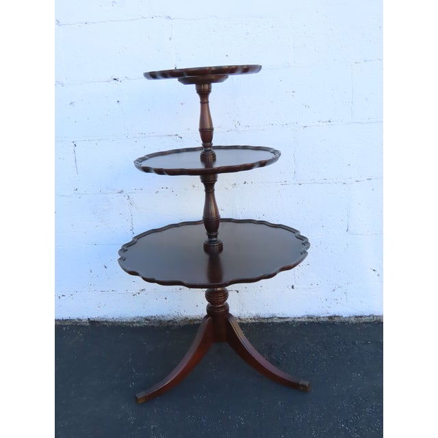 1940s Mahogany 3 Tiers Carved Pie Crust Round Side End Table 6911 For Sale In Miami - Image 6 of 10