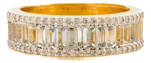 14k Gold Baguette Cut Topaz Diamond Cocktail Band Ring Size 6.5