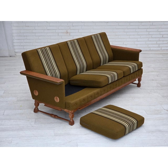 Danish 3-Seater Sofa in Furniture Wool and Oak Wood, 1970s For Sale - Image 9 of 17