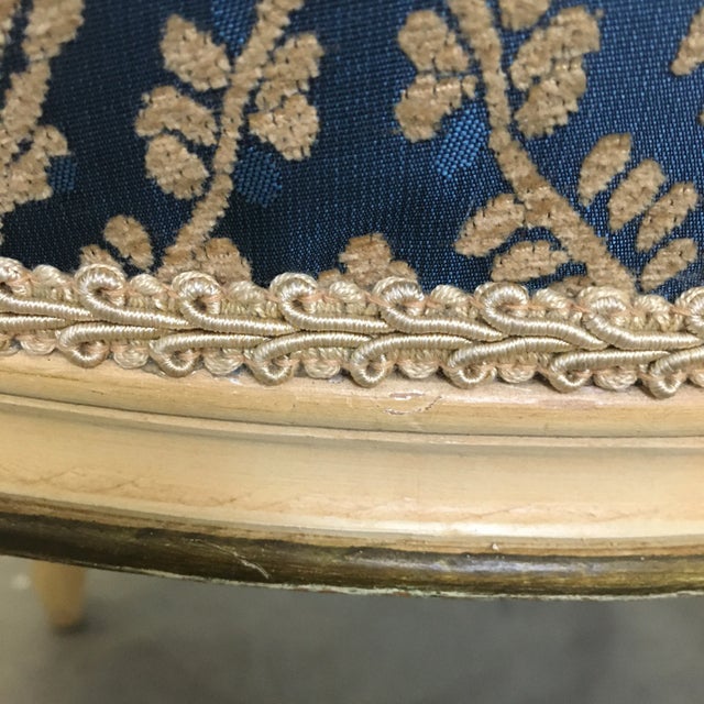 Wood Antique Upholstered French Fauteuil Armchairs - a Pair For Sale - Image 7 of 10