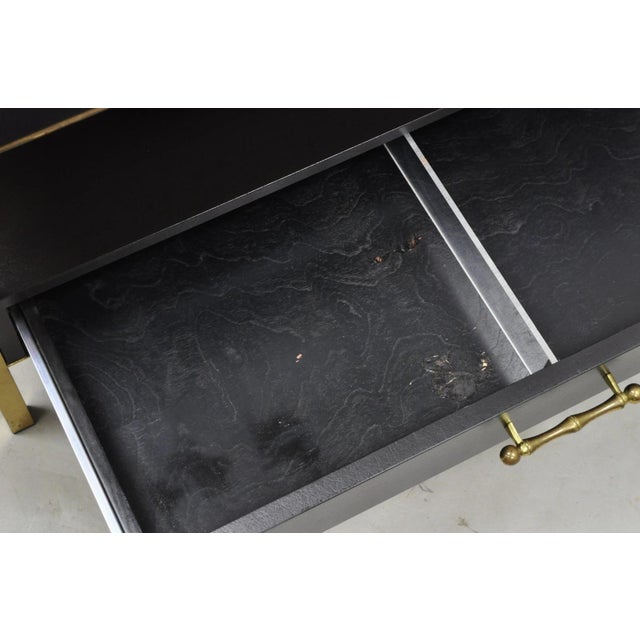 Contemporary Modern Black & Brass Faux Bamboo Nightstand Bedside Table - A Pair For Sale - Image 16 of 18