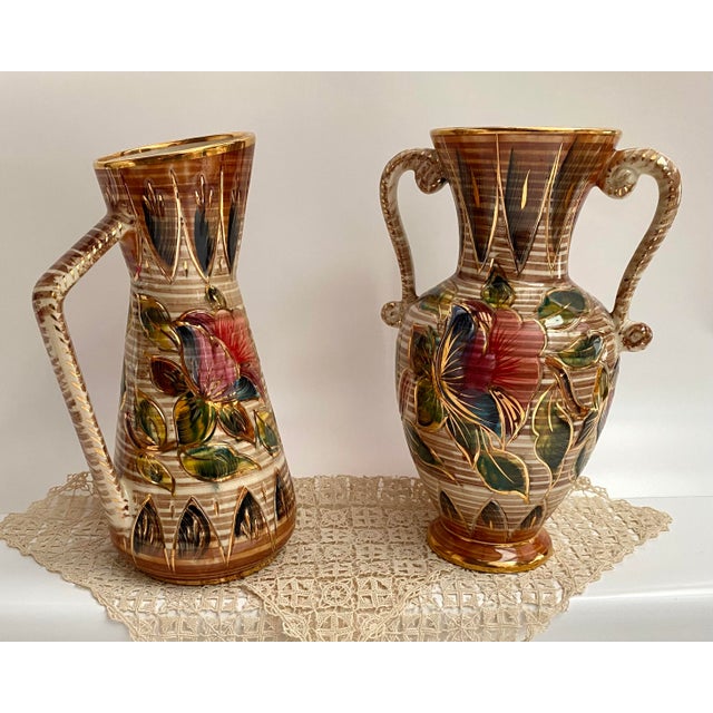 Brown Hand-Painted Ceramic Vases from H. Bequet, Belgium, 1960s, Set 2 For Sale - Image 8 of 8