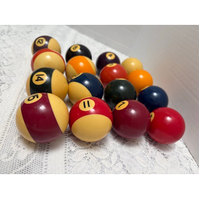 Cabin Vintage 1970s Bakelite Billiard Pool Balls, Set of Sixteen For Sale - Image 3 of 7
