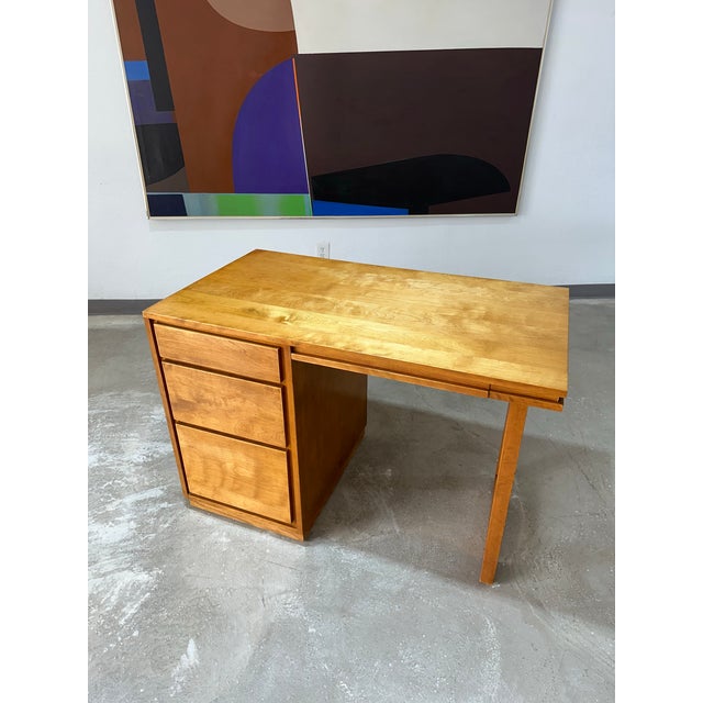 1950’s Blonde Mid Century Modern Solid Birch Conant Ball “ModernMates” Desk. Great medium size with finished back, and can...
