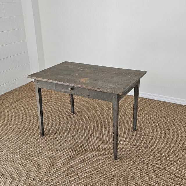 Farmhouse Antique Primitive Painted Pine Farm Table - Circa 1870 For Sale - Image 3 of 13