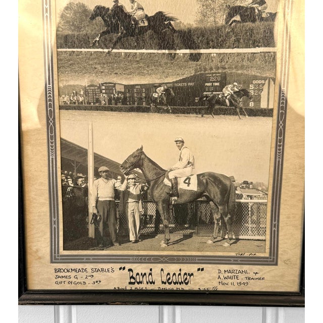 Vintage Equestrian 1949 Horse Racing "Band Leader" Framed Photograph - 12x14 For Sale - Image 6 of 11