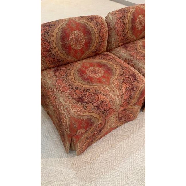 Elevate your living space with this exquisite pair of bohemian paisley slipper chairs by Pearson Furniture. Crafted with...