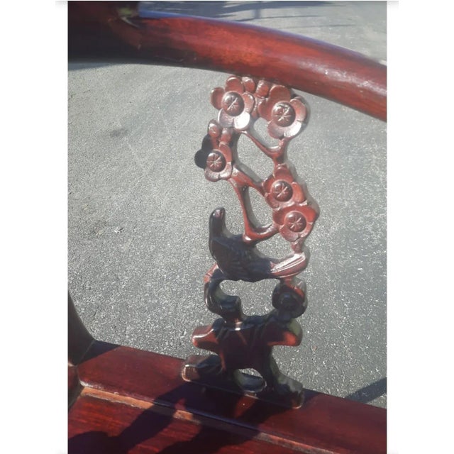 1960s Vintage Rosewood Hand Carved Oriental Corner Chair For Sale - Image 5 of 6