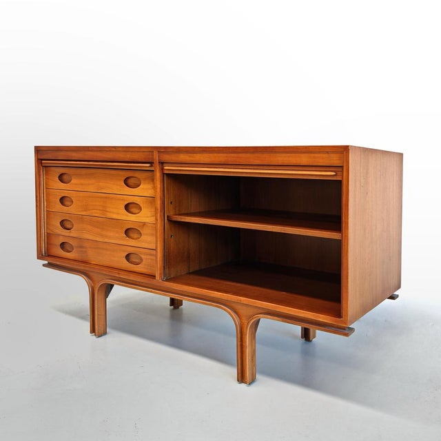 Mid-Century Modern Vintage Light Wood Sideboard with Shutter attributed to Gianfranco Frattini, 1960s For Sale - Image 3 of 18