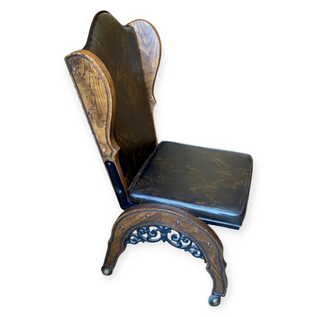 Spanish Revival 1970s Vintage Faux Slate Black Mica Octagonal Kitchen Table & Four Chairs, Spanish Revival / Medieval / Dungeon Style - Set of 5 For Sale - Image 3 of 10