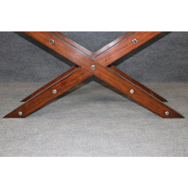 1960s Post Modern Contemporary Wood Steel and Glass Console Table For Sale - Image 5 of 10