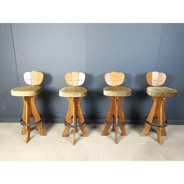 Vintage Brutalist Bar Stools, 1960s, Set of 4 For Sale - Image 13 of 14