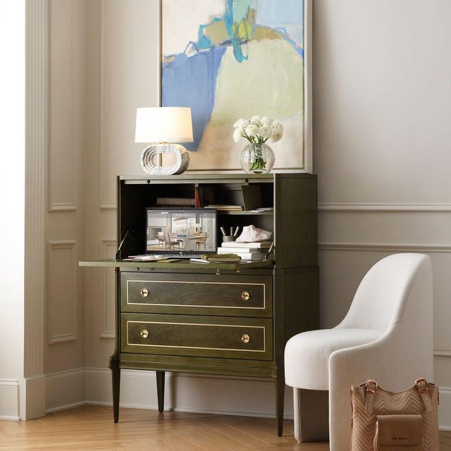 Not Yet Made - Made To Order Olive Ash Burl Secretary Desk For Sale - Image 5 of 7