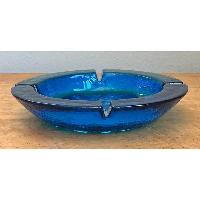 Vintage MCM Cobalt Glass Ashtray For Sale - Image 12 of 12