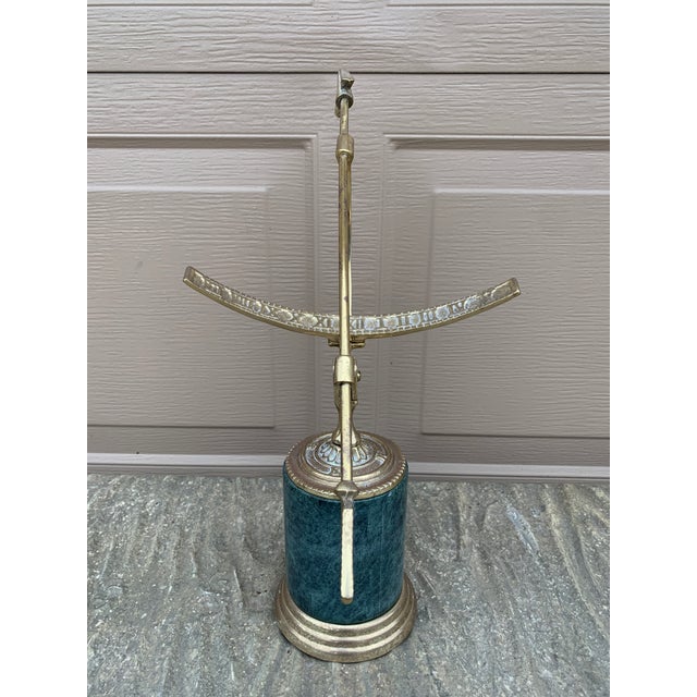 Metal Vintage Neoclassical Brass Armillary Sundial on Green Marble Base For Sale - Image 7 of 10