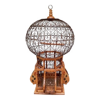 Early 20th Century Victorian Style Wood and Iron "Balloon" Birdcage For Sale