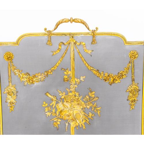 Antique French Floral and Musical Trophy Gilt Bronze Fire Screen, 1800s For Sale - Image 9 of 13