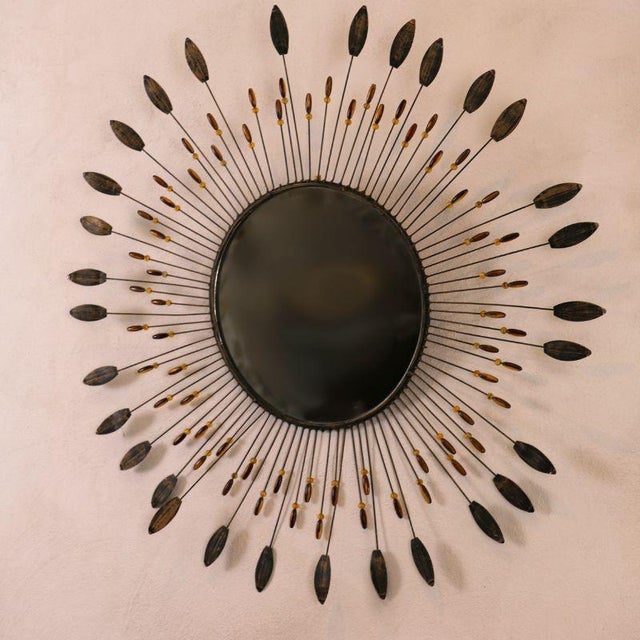 Vintage Metal Sun Mirror, 1970s For Sale - Image 3 of 7