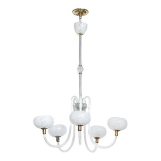 Mid-Century Hand-Blown Murano Glass 5-Arm Chandelier by Barovier & Toso For Sale