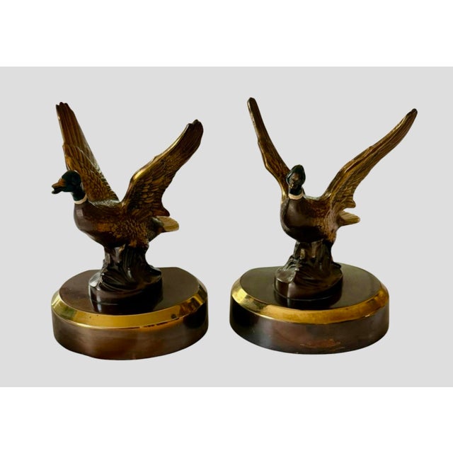 This pair of vintage brass Mallard Duck bookends is attributed to Philadelphia Manufacturing Company (PM Craftsman). The...