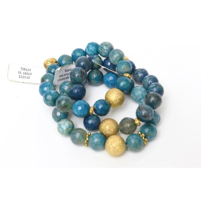 This is part of Chairish’s Fine Jewelry assortment. This trio of custom jeweler made stretch beaded bracelets are a...