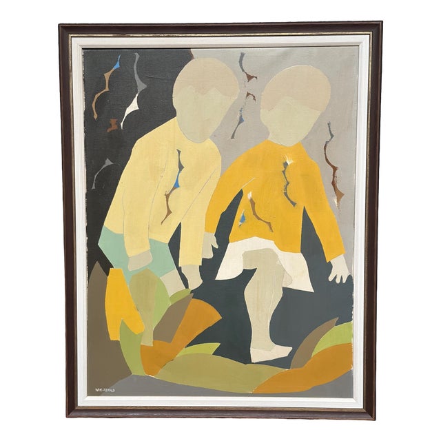 Hans Osswal, Children, 1960s, Oil on Canvas, Framed For Sale