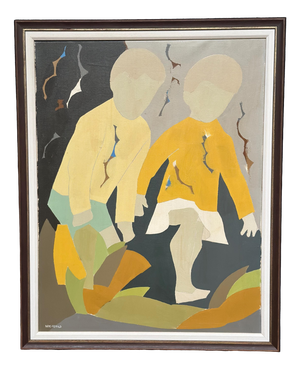 Hans Osswal, Children, 1960s, Oil on Canvas, Framed