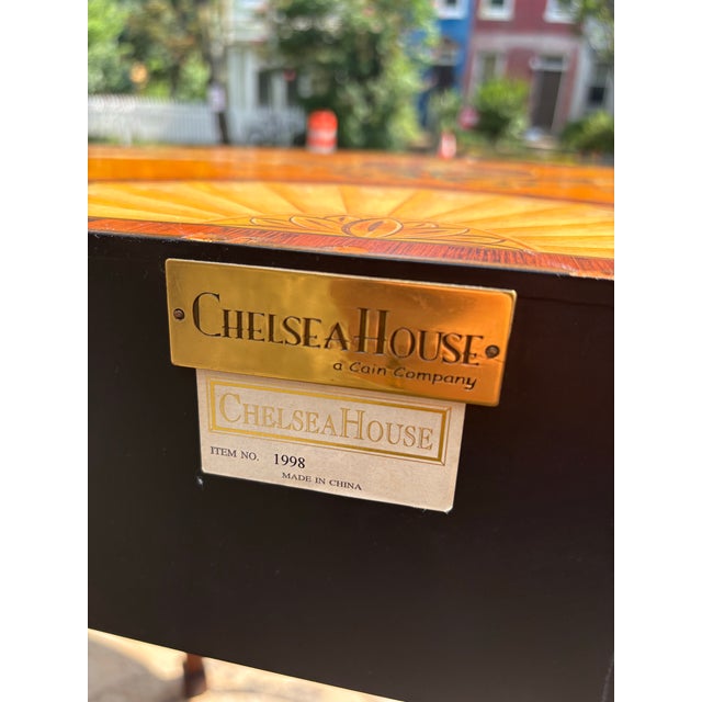 Chelsea House Inc 1980s Chelsea House Satinwood Demilune Console Table in the Sheraton Style For Sale - Image 4 of 6
