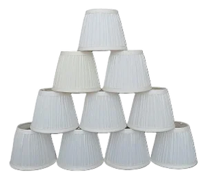 Set of 10 White Lamp Chandelier Shades Pleated Clip-On