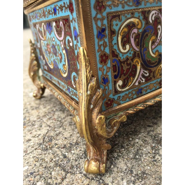 Late 19th Century French Champlevé Enamel & Fire Gilt Bronze Metalwork Domed Top Jewel Box For Sale In San Francisco - Image 6 of 9