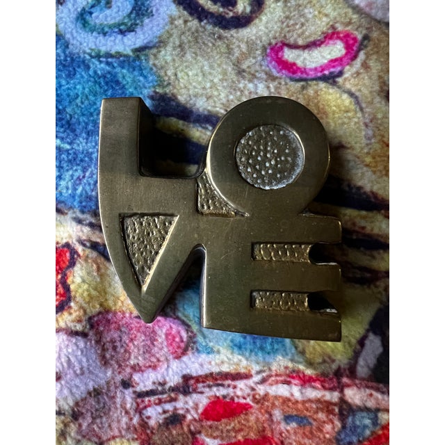 1970s Brass Love Vintage Paper Weight For Sale - Image 5 of 7