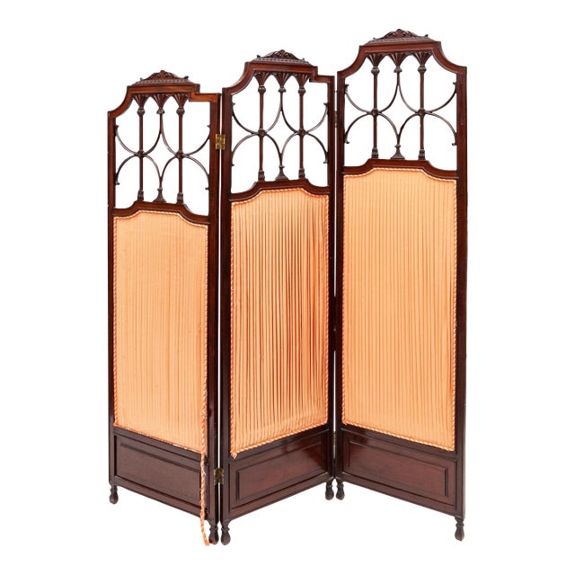 Antique Edwardian Three-Panel Room Divider Screen For Sale