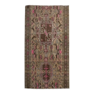 1970s Vintage Handmade Wool Cotton Beige Area Rug For Sale