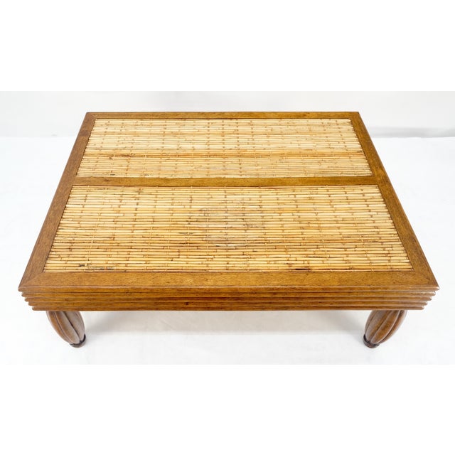 1990s Heavy Solid Angelica Wood Rattan Pull Out Shelves Bowling Pins Shape Legs Mint For Sale - Image 5 of 11