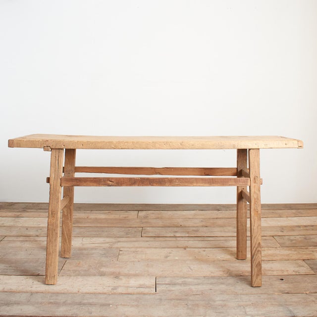 Rustic Antique Rustic Elm Console Table For Sale - Image 3 of 10