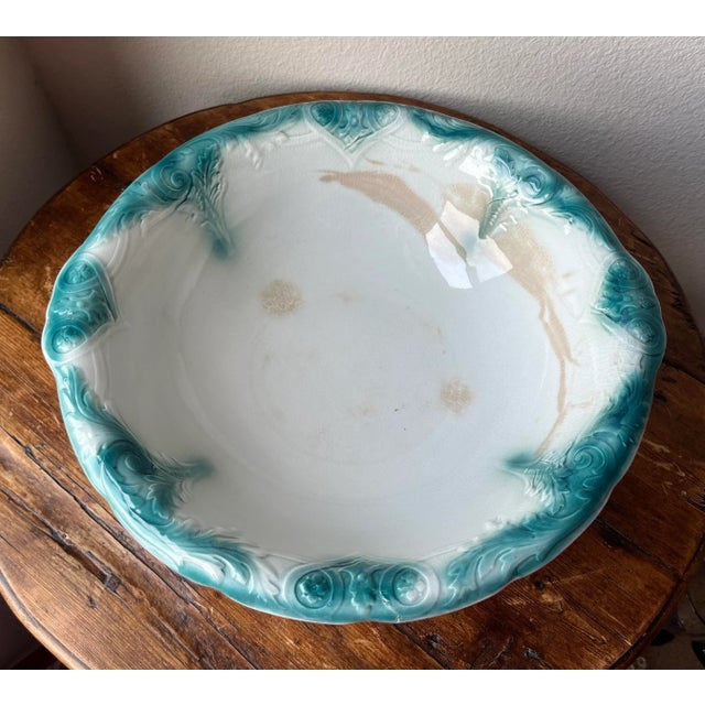 English Antique Swinnerton’s Hanley England Earthenware Wash Basin For Sale - Image 3 of 12