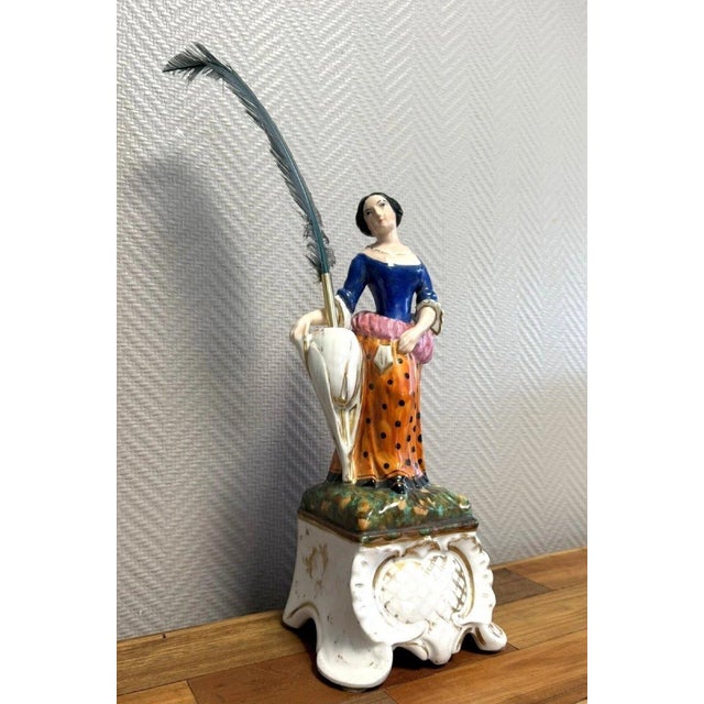 19th Century Large Polychrome Porcelain Pen Holder, 1800s For Sale - Image 5 of 6
