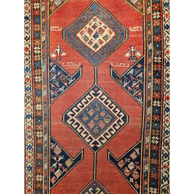 Antique Persian Kurdish Bidjar Runner, Handwoven Geometric Pattern, Terracotta & Navy, 3’ X 13’ For Sale In Chicago - Image 6 of 18