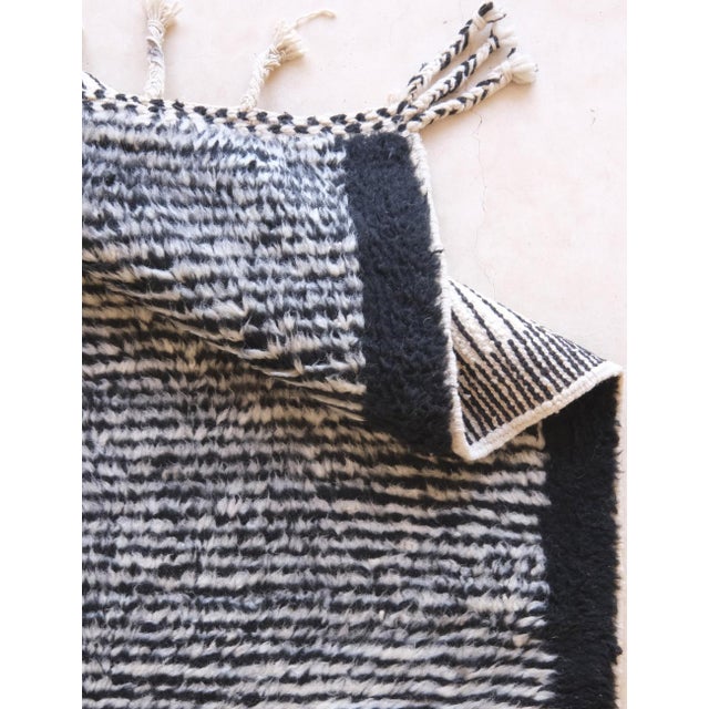 Black Contemporary Moroccan Wool Rug - 7.4 X 3.9 Ft For Sale - Image 8 of 8